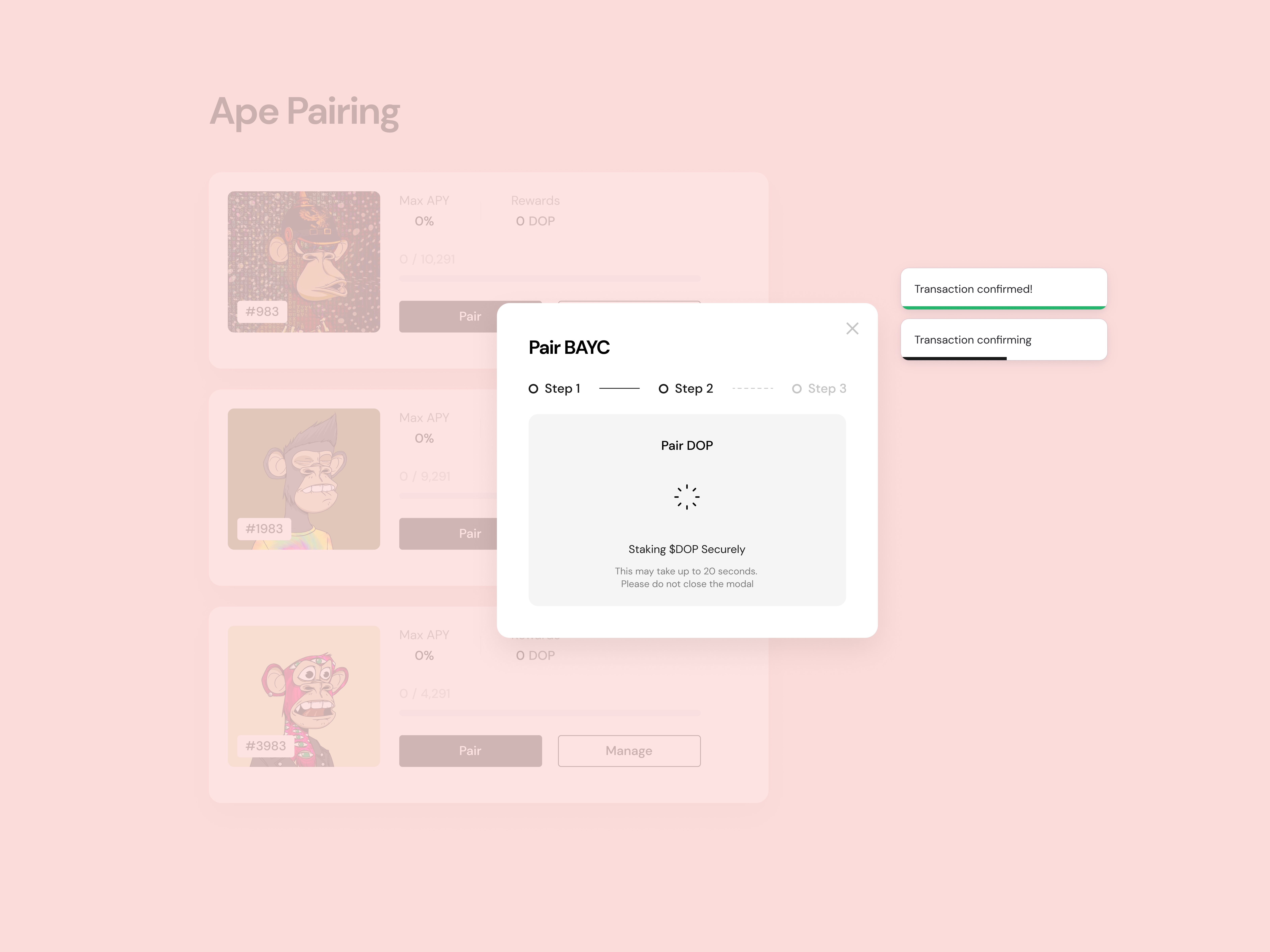 Staking clean collateral confirm current health factor interface liquidation loading loan modal muzli price sergushkin sergushkincom staking status toast ui ux