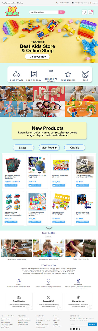 Toys Website Landing Page animation branding graphic design logo motion graphics ui vector website