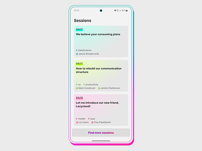DailyUI #070 - Event Listing dailyui event listing gradient list session