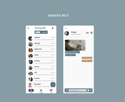 #Dailyui #13 #direct messaging app challenges dailui directmessageapp media screens social ui