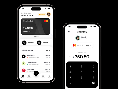 PrimeBank Mobile app card creditcard design financial fintech mobile ui ux