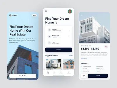 Real Estate Mobile App branding design figma ideadesigncode mobile app real estate ui ui ux uiux ux web design