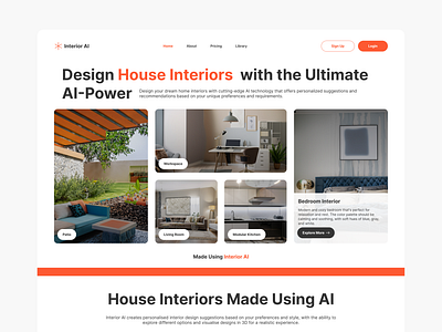 Interior AI Landing Page ai ai dashboard ai design ai powered site ai website application artificial intelligence bedroom chat gpt chat gpt 4 firefly house design ai interior agency interior design kitchen landing page ai midjourney ui ux website design