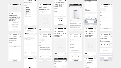 Mobile Application Wish List ai app branding form inputs minimalism mobile register sign in signout ui wireframes wishes
