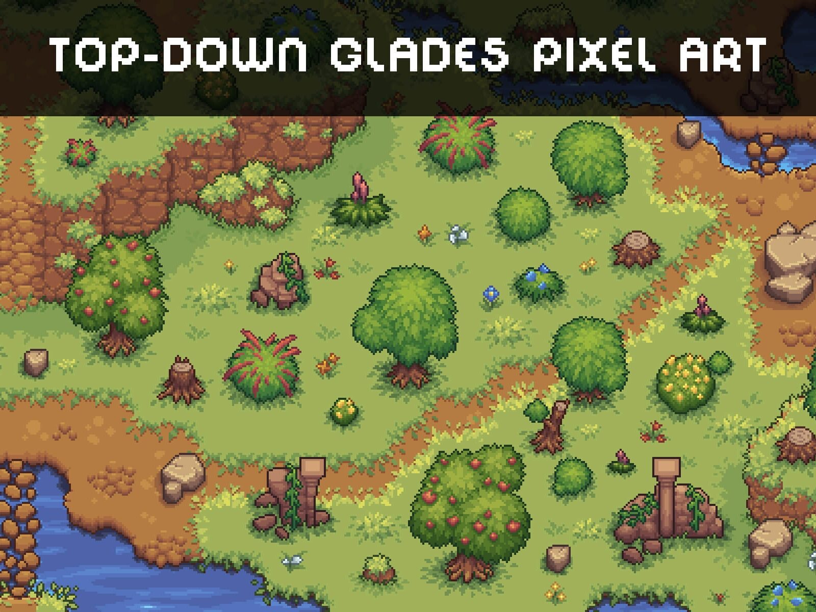 Grassland Top Down Tileset Pixel Art By 2D Game Assets On Dribbble