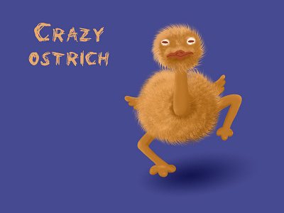 Crazy ostrich illustration