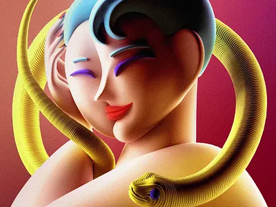 GAL IX 3d 3d illustration 3d sculpting art direction c4d cgi character design design digital art girl illustration render snakemfashion