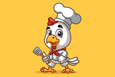 Cute Chicken Chef animal cartoon character chef chicken cooking illustration logo mascot