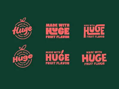 Made with Huge Fruit Flavor badge beverage brand branding design flavor food fruit graphic design green identity lockup logo logo design logo type logos logotype rebrand tagline wordmark