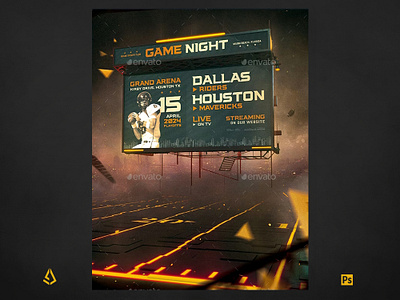 Football Night Flyer Sports Billboard Template american football college football flyer football nfl photoshop poster template usfl xfl