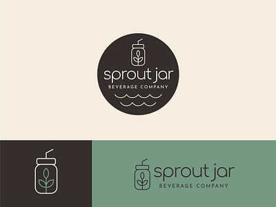 Sprout Jar beverage branding design drink green jar logo organic sprout vector