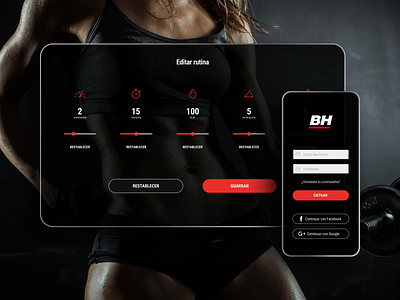 BH Fitness app dark fitness health iot mobile ui ux