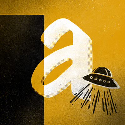 A is for ancient aliens - 36 days of type 36 days of type a aliens alphabet lettering mid century spaceship texture type typography ufo