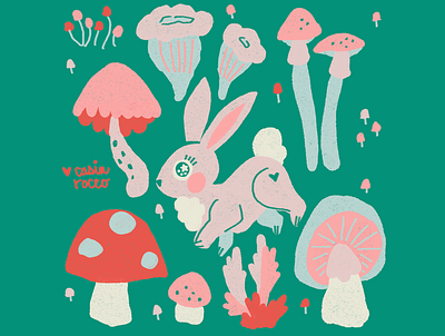 Bun & Shrooms bunny illustration mushrooms