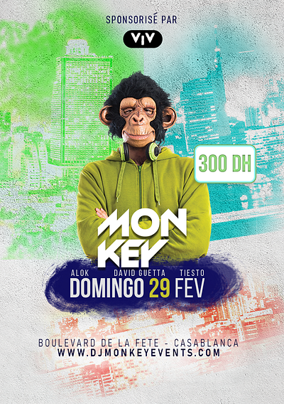 FLYER DJ MONKEY artwork branding design digitalart flyer illustration illustrator logo morocco photoshop poster ui