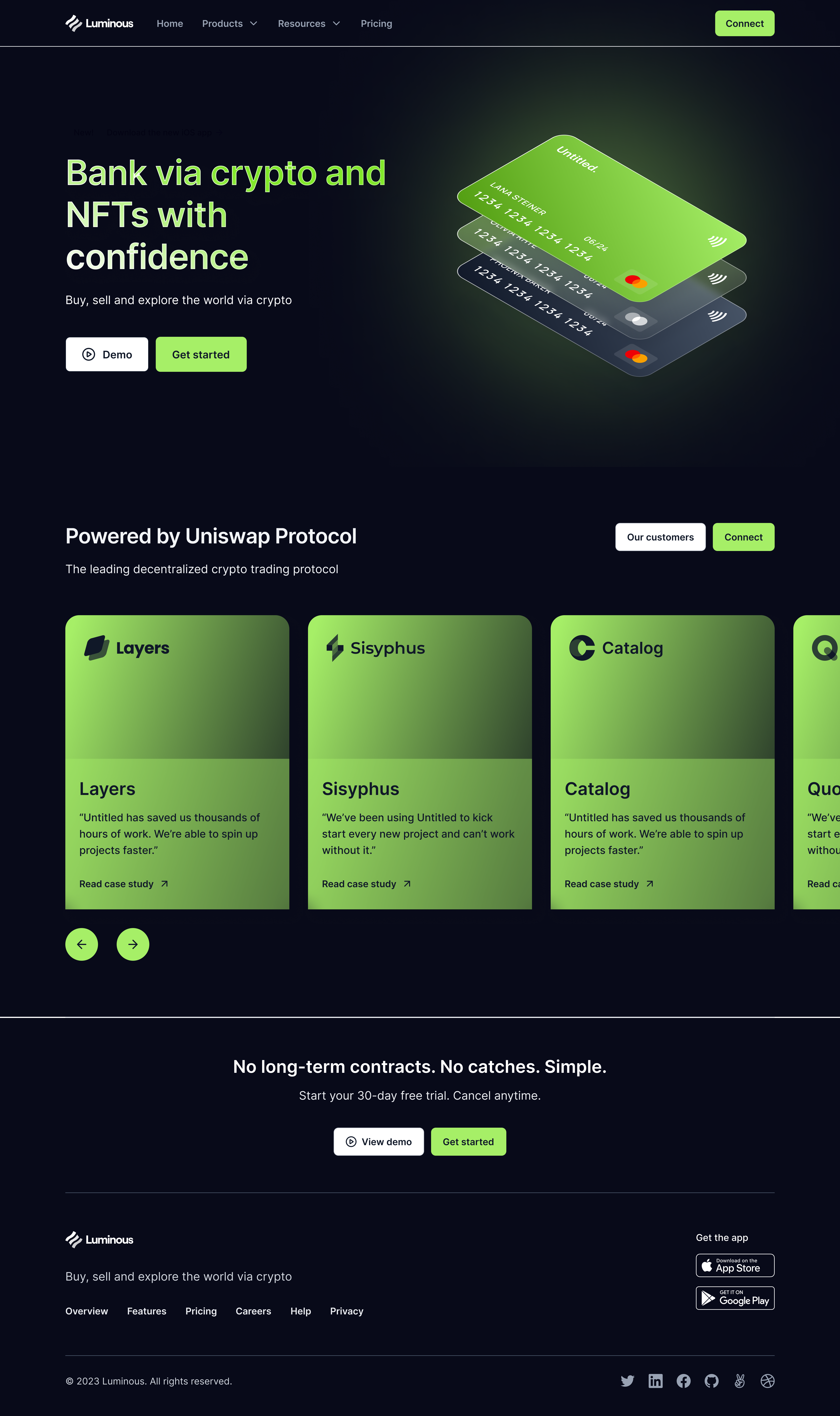 Crypto Finance Company Landing Page blockchain crypto darkmode design ui ux web3