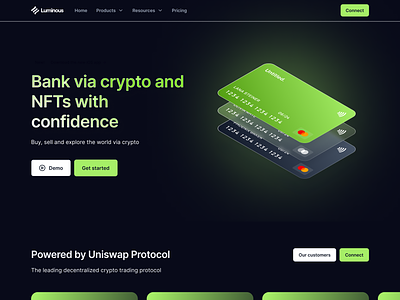 Crypto Finance Company Landing Page blockchain crypto darkmode design ui ux web3