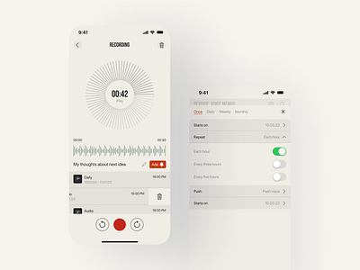 Revoice: voice memos branding design ios logo mobile record ui ux