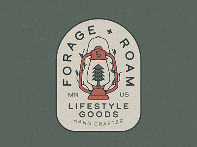 Forage + Roam Branding (Unused Concept), 2022 adventure badge brand identity branding design explore illustration lantern logo minnesota outdoors pine pine tree tree