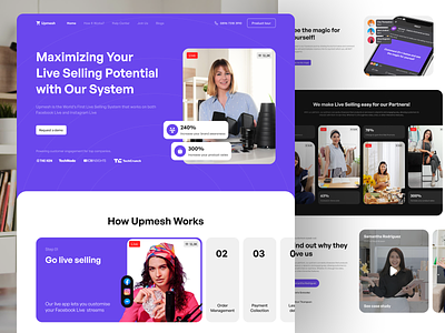 [Unofficial Redesign] Upmesh.io - Live Selling System Website content creator digital marketing facebook header instagram landing page live livestream marketing marketplace online product sell selling streaming tiktok ui design uiuxdesign website