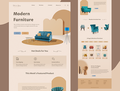 Furniture Web design app beige blue design furniture futuristic living modern furniture typography ui ux website