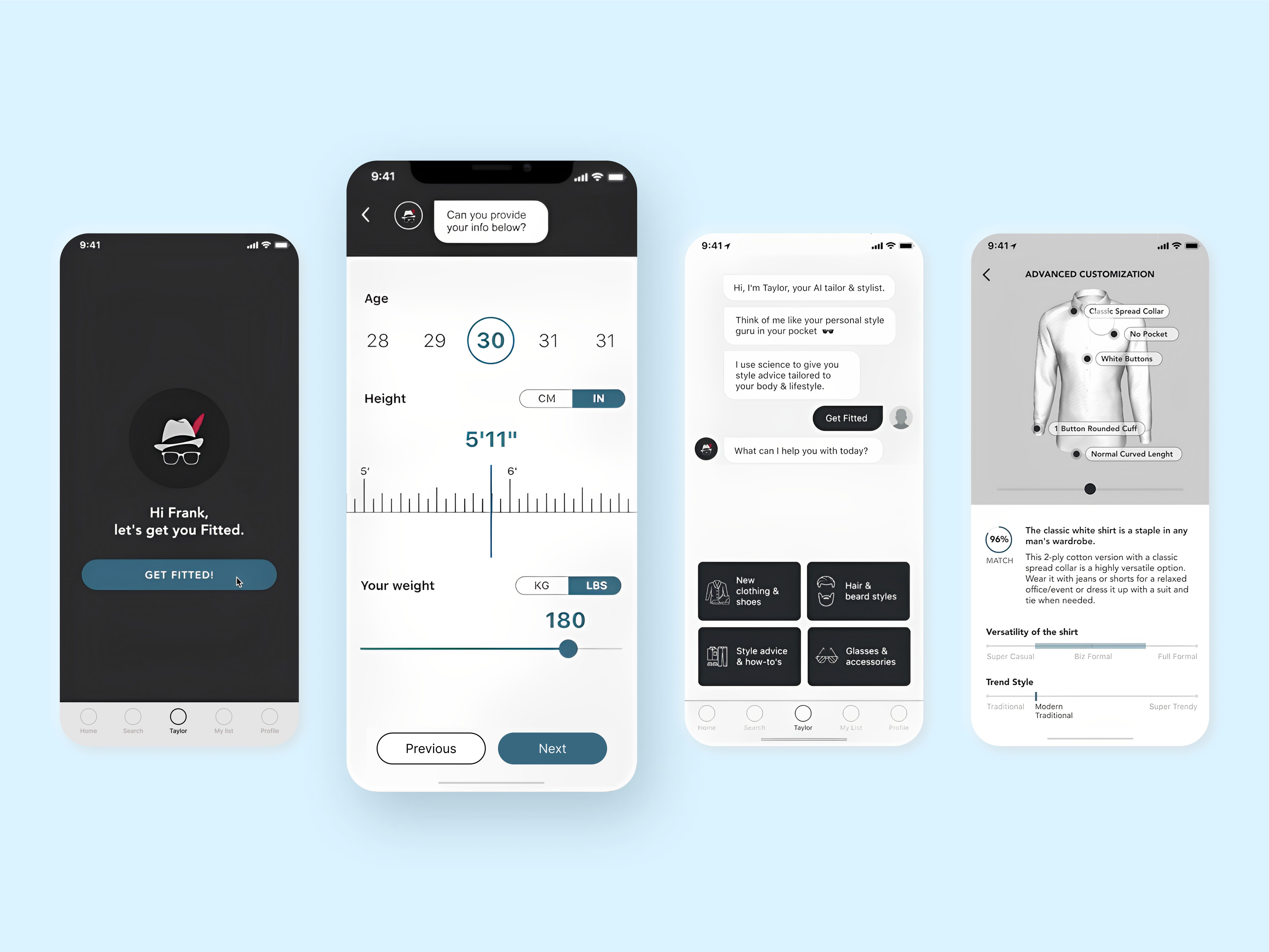 Fitted app mobile startup ui usa ux