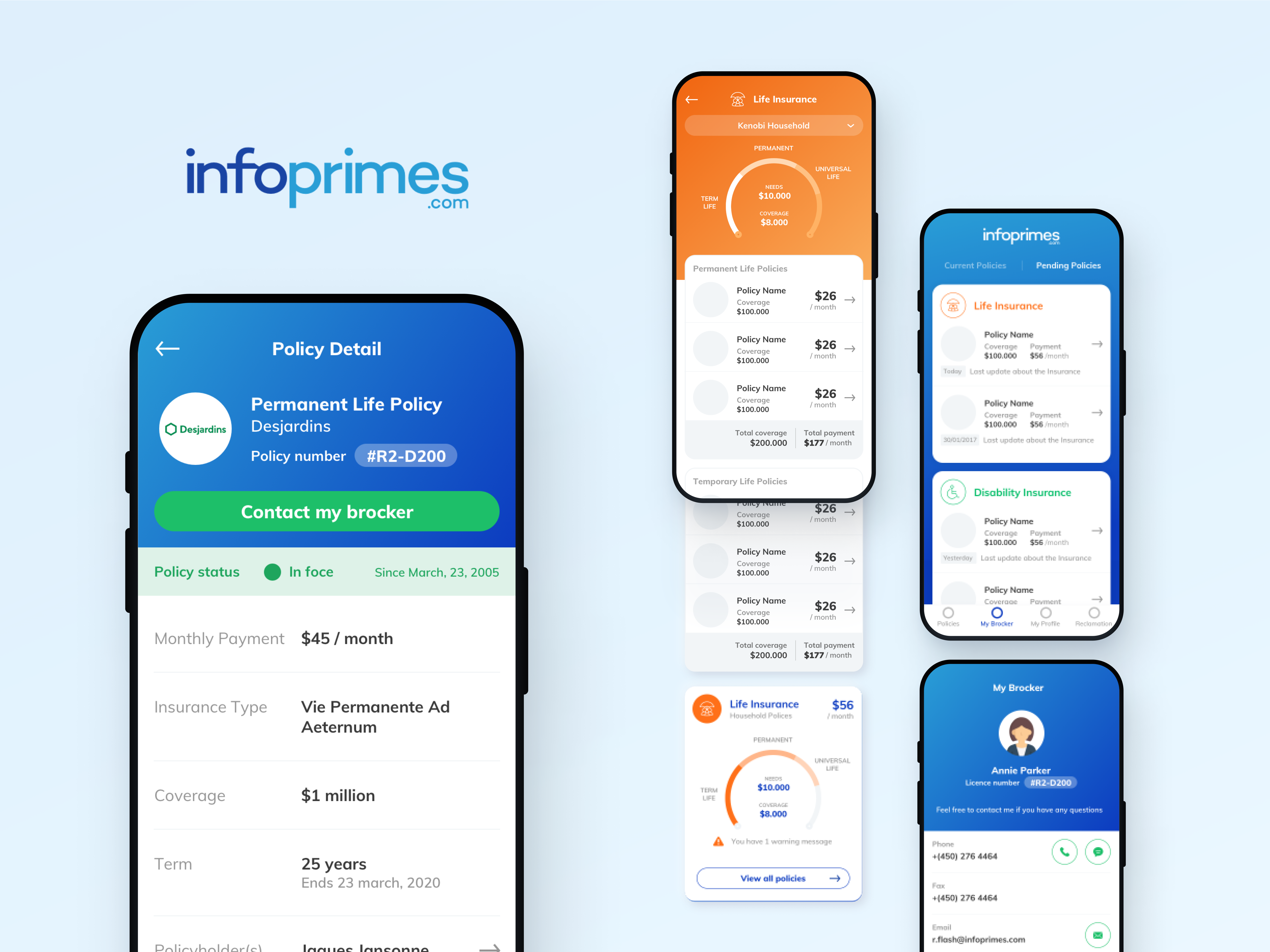 Infoprimes app mobile ui ux
