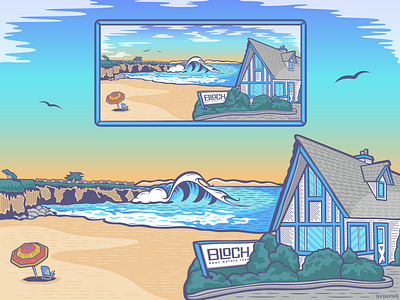 Bloch Real Estate // Blacks Beach Illustration art blacks beach design illustration illustrator ocean santa cruz surf surfing vector wave waves