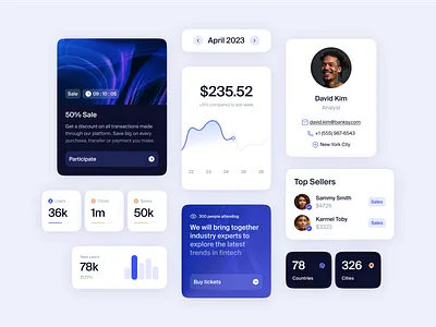 Components set cards components concept elements ui