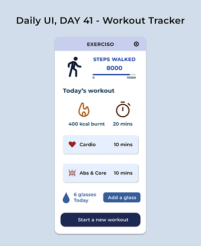 Daily UI, Day 41 - Workout Trainer 100daychallenge 100daysofui dailyui dailyuichallenge dailyuiday41 dailyuiday41challenge design ui uichallenge