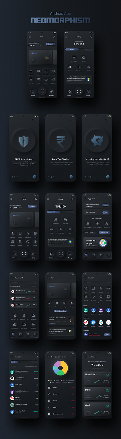 Neomorphism UI Design android app banking app dark pattern dark theme dark theme ui design login page neomorphic neomorphic app neomorphism neomorphism app neomorphism design ui presentation ui trend