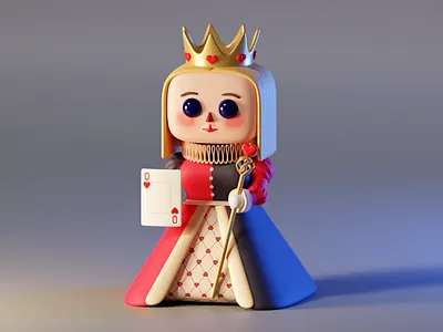 Queen of Hearts 3d 3d art 3d character 3d illustration alice in wonderland b3d blender 3d blender community character design concept art digital art fanart illustration low poly low poly 3d low poly art queen of hearts
