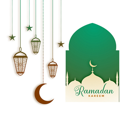 Ramadan kareem design with mosque and lantern eid eid al fitr eid ual adha graphic design illustration lantern logo moon mosque ramadan ramadan kareem