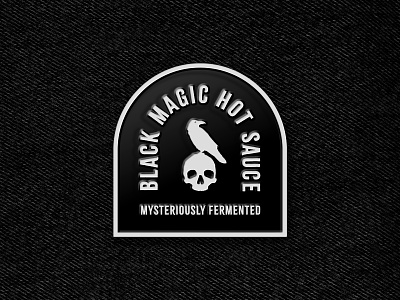 Black Magic Hot Sauce – Enamel Pin apparel branding enamel fire goth hot sauce identity logo merch packaging pin raven skull