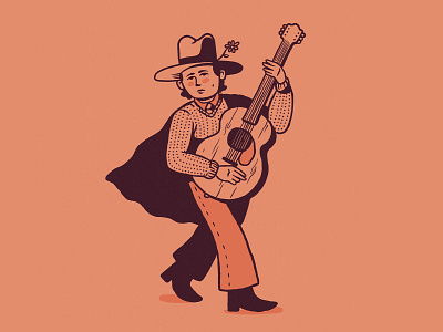 Traveling Musician branding cowboy design flower graphic design guitar guitarist illustration music musician traveler troubadour