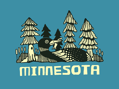 Minnesota State Bird bird branding design graphic design illustration logo loon minnesota nature state bird trees typography