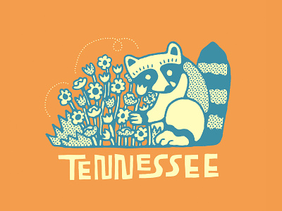 Tennessee State Animal branding design flowers graphic design handlettered handlettering illustration iris nature raccoon tennessee tn typography