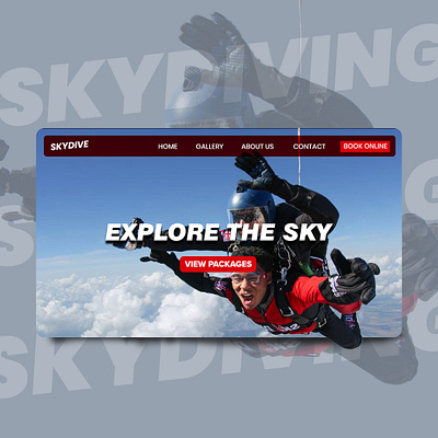 Skydive Landing page graphic design ui