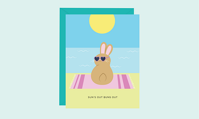 Custom Card for White Point Beach Resort adobe illustrator bunny card design easter graphic design greeting card illustration nova scotia rabbits summer