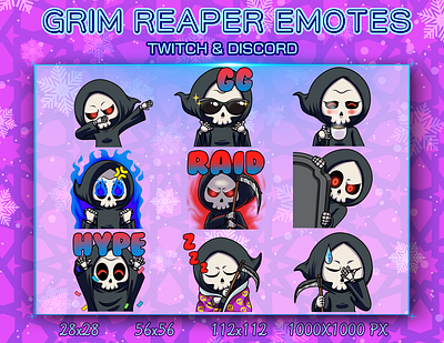 GRIM REAPER EMOTES branding emotes graphic design grim reaper illustration logo