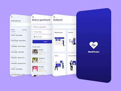 MediFinder - Personal Healthcare App app branding dashboard medical mob app ui