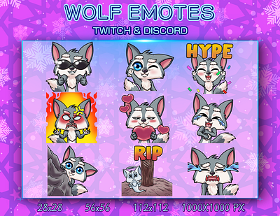 wolf emotes branding discord emotes graphic design logo twitch