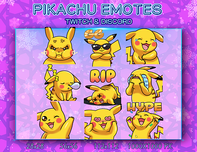 pikachu emotes design discord emotes graphic design logo twitch