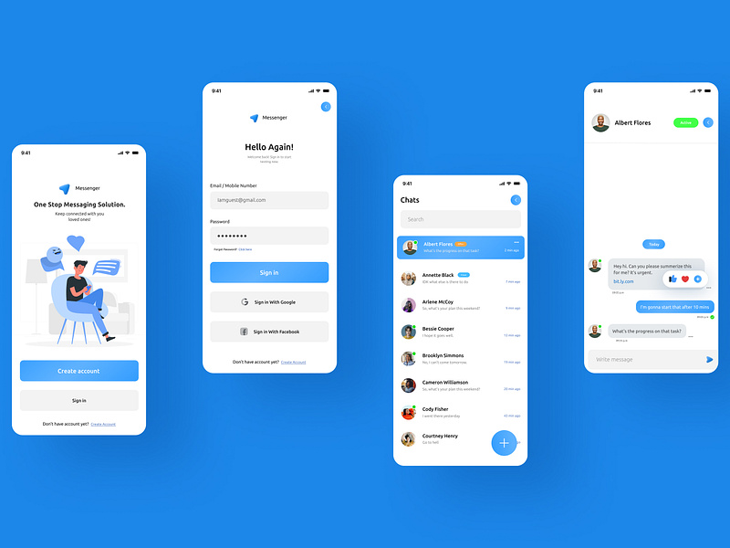 Messenger App UI Design app messenger ui ui ux