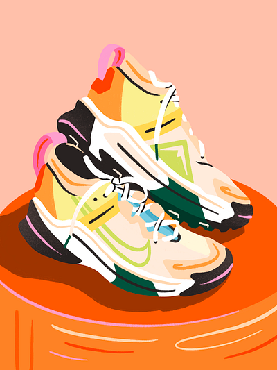 Fresh Kicks 2d illustration colorful illustration nike sneakers still life