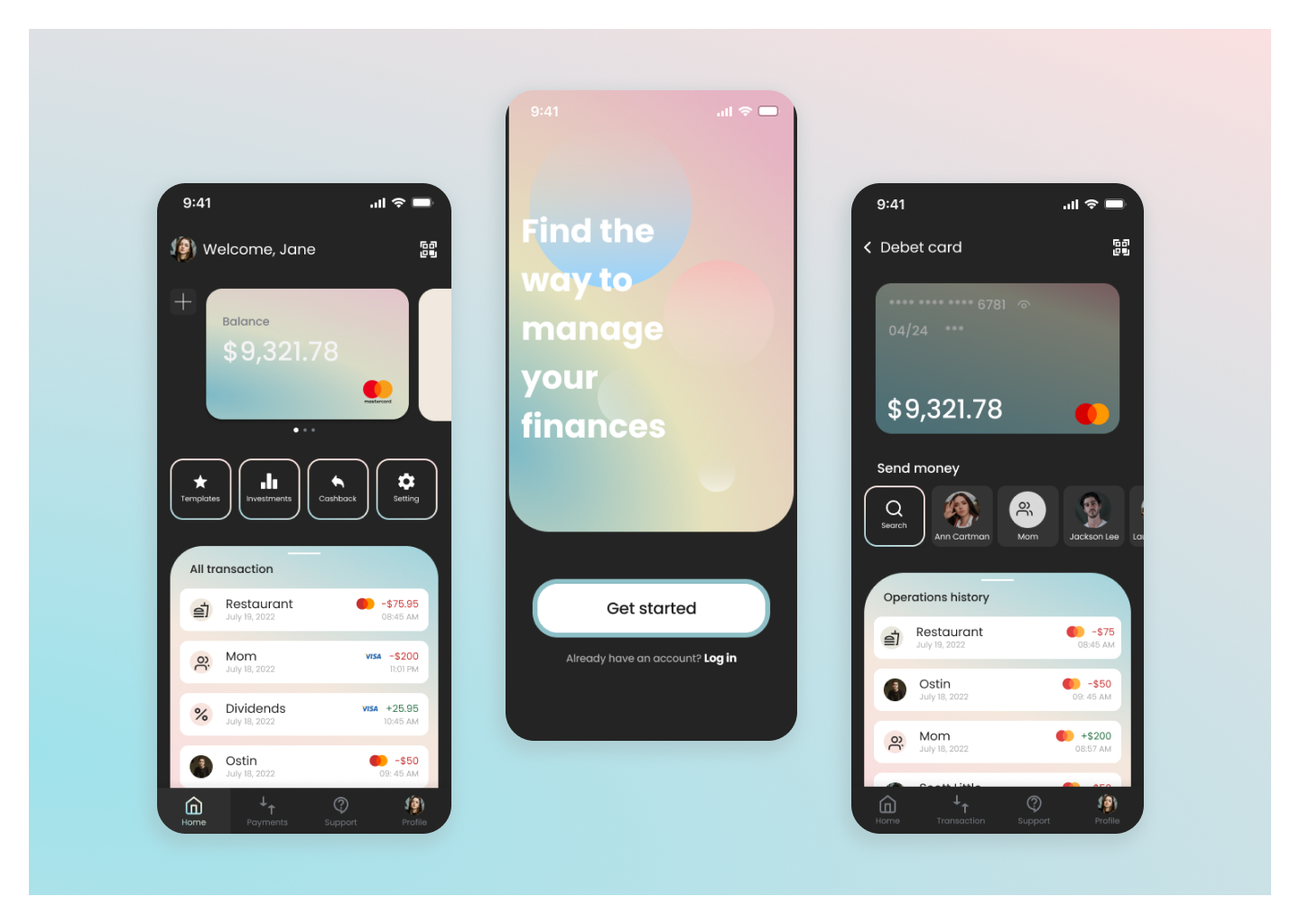 Banking application by Elly Vysocskaya on Dribbble