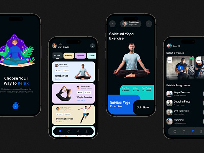 Meditation Mobile App app app design design meditation meditation mobile app minimal design mobile app trendy design ui ux yoga yoga mobile app
