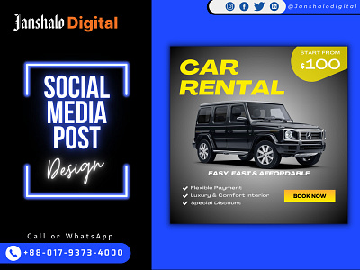Car Rental Social Banner Design banner branding design graphic design post design poster ui