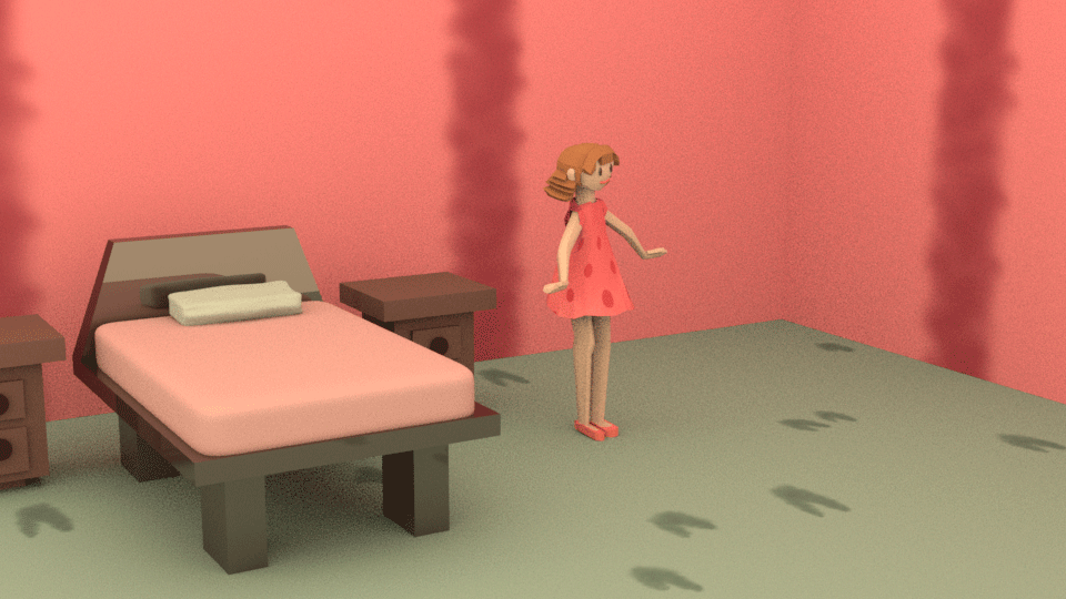 Chica caminando y flotando GIF 3d gif