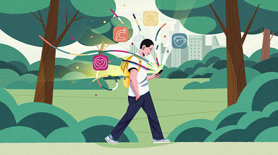 Illustration for Best for You 2d 2d illustration apps branding character character design characterdesign design illustration illustrator ipad landscape mental health monile park person photoshop procreate texture youth